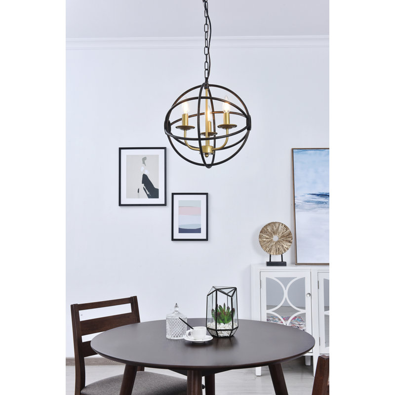 Luminaire suspendu simple Kwiete, Laiton, H 15 po x l 14 po x P 14 po, 3 lumières