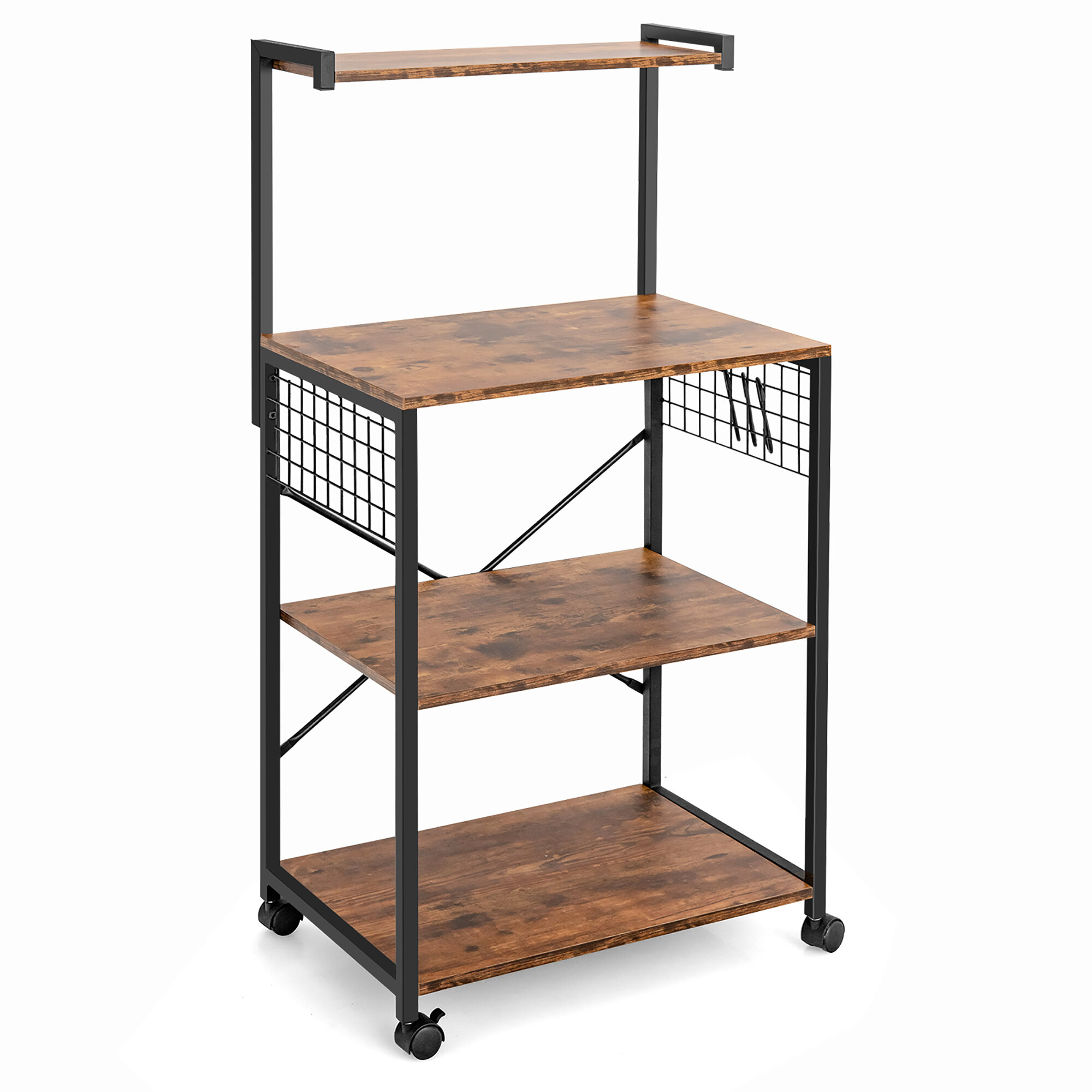 17 Stories 24 Steel Standard Baker's Rack with Wheels, Microwave