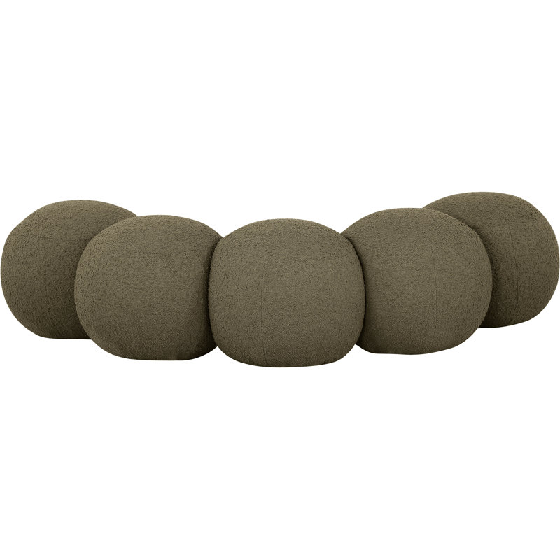 Apollo Boucle Fabric Bench, 18" H x 74.50" W x 38.50" D, Olive Boucle Fabric