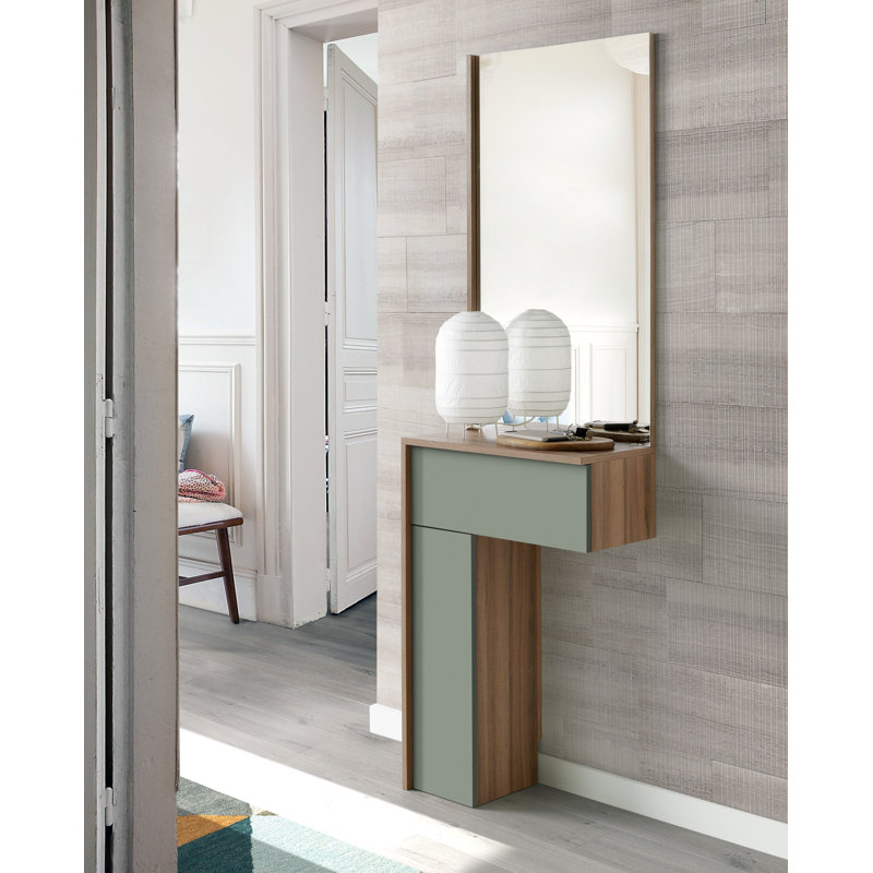 Adelman 55cm Console Table, Walnut/Green