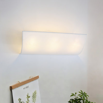 3-Light White Fabric Shade Wall Sconces