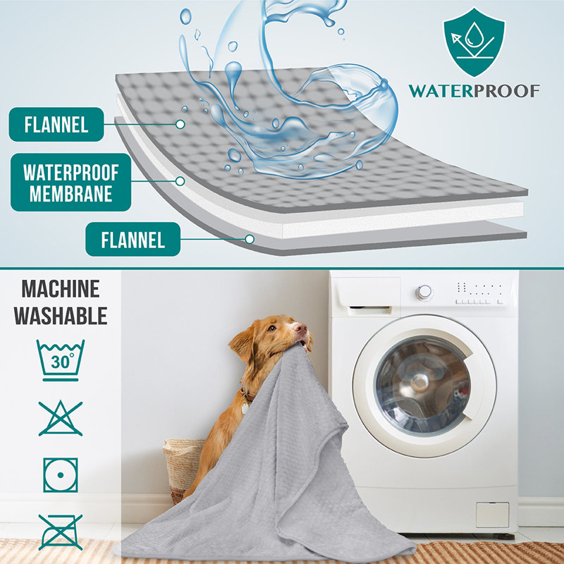 Medium Light Gray Waterproof Fleece Dog Blanket