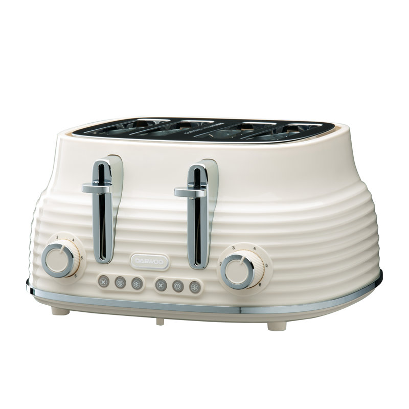 Daewoo Sienna Electric Kettle and 4 Slice Toaster Bundle, Cream