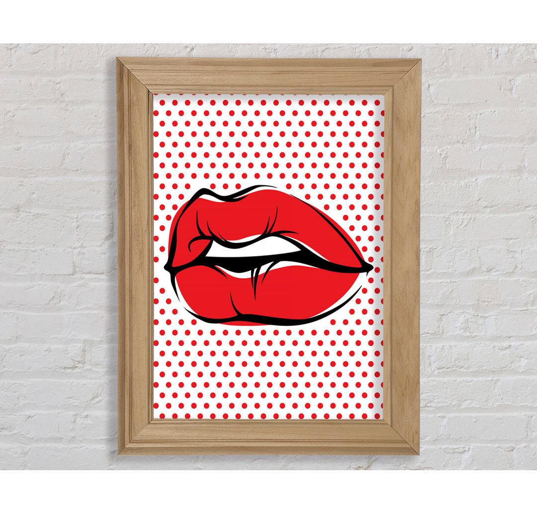 Red Lips On Pokerdots Gerahmter Druck Wandkunst