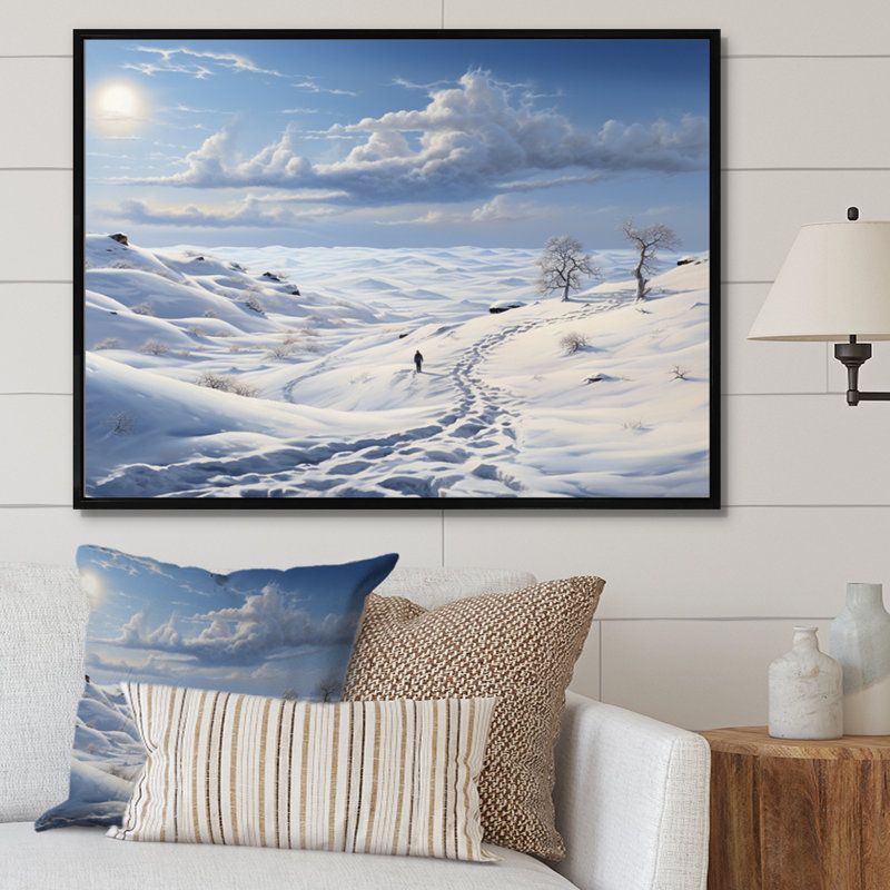 Paysage solitaire hivers - impression, H 34 po x l 44 po x P 1,5 po, Cadre flottant noir