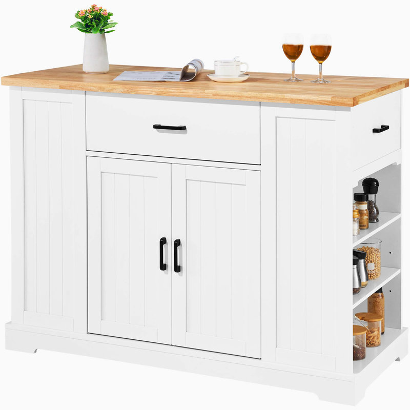 Mobile Kitchen Serving Storage Cart Featuring Multiple Drawers and Multi-Tier Open Storage Shelving Compartments, White