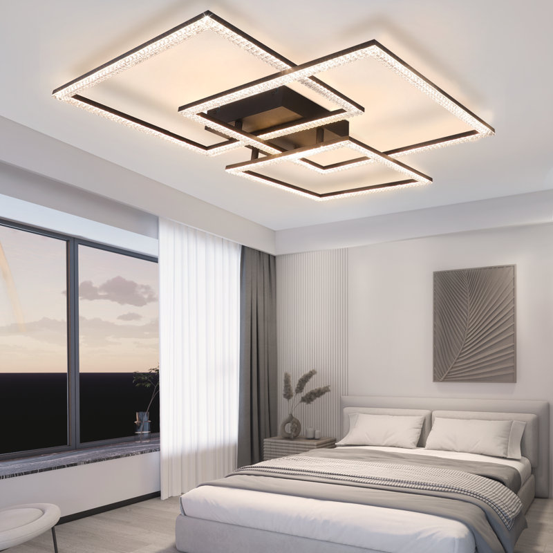 Birkle Crystal Led Flush Mount, Black
