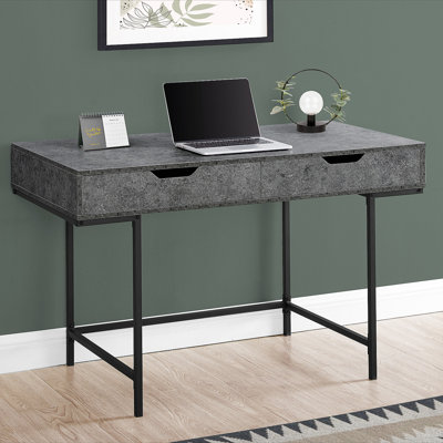 Computer Desk, Home Office, Laptop, Storage Drawers, 48"L, Work, Grey Laminate, Black Metal, Contemporary, Modern