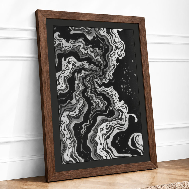 Flowing Currents Abstract - Framed Print, Walnut, A3 - 42.0 x 29.7 cm