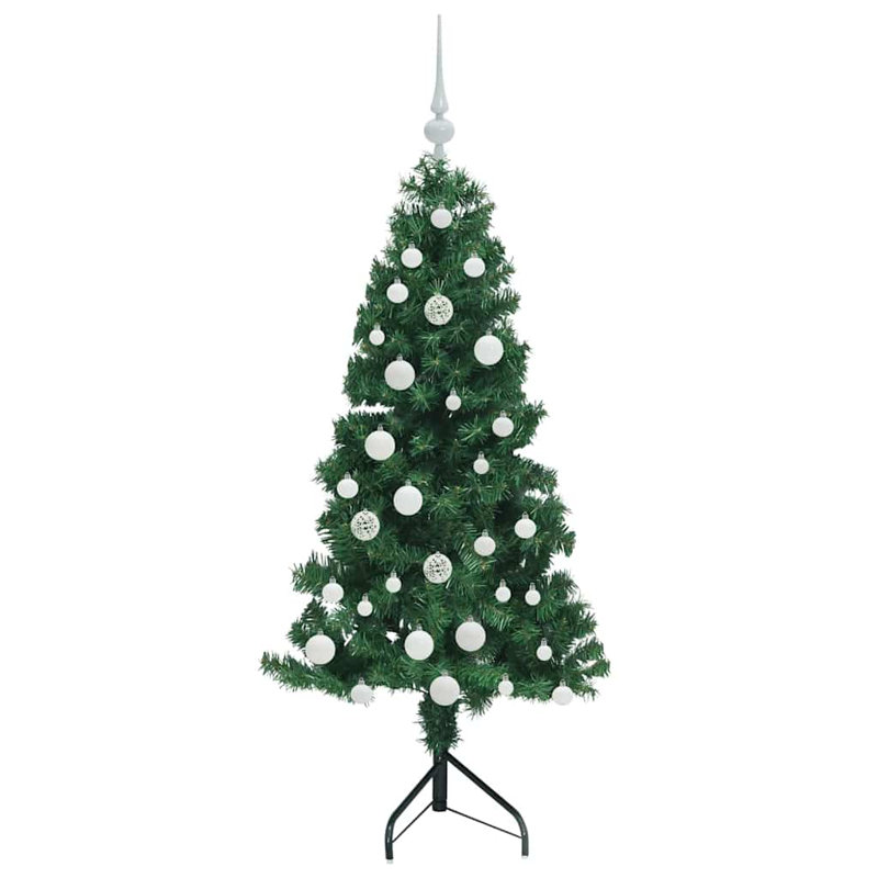  Corner Artificial Christmas Tree Green 150 cm PVC and Metal, White