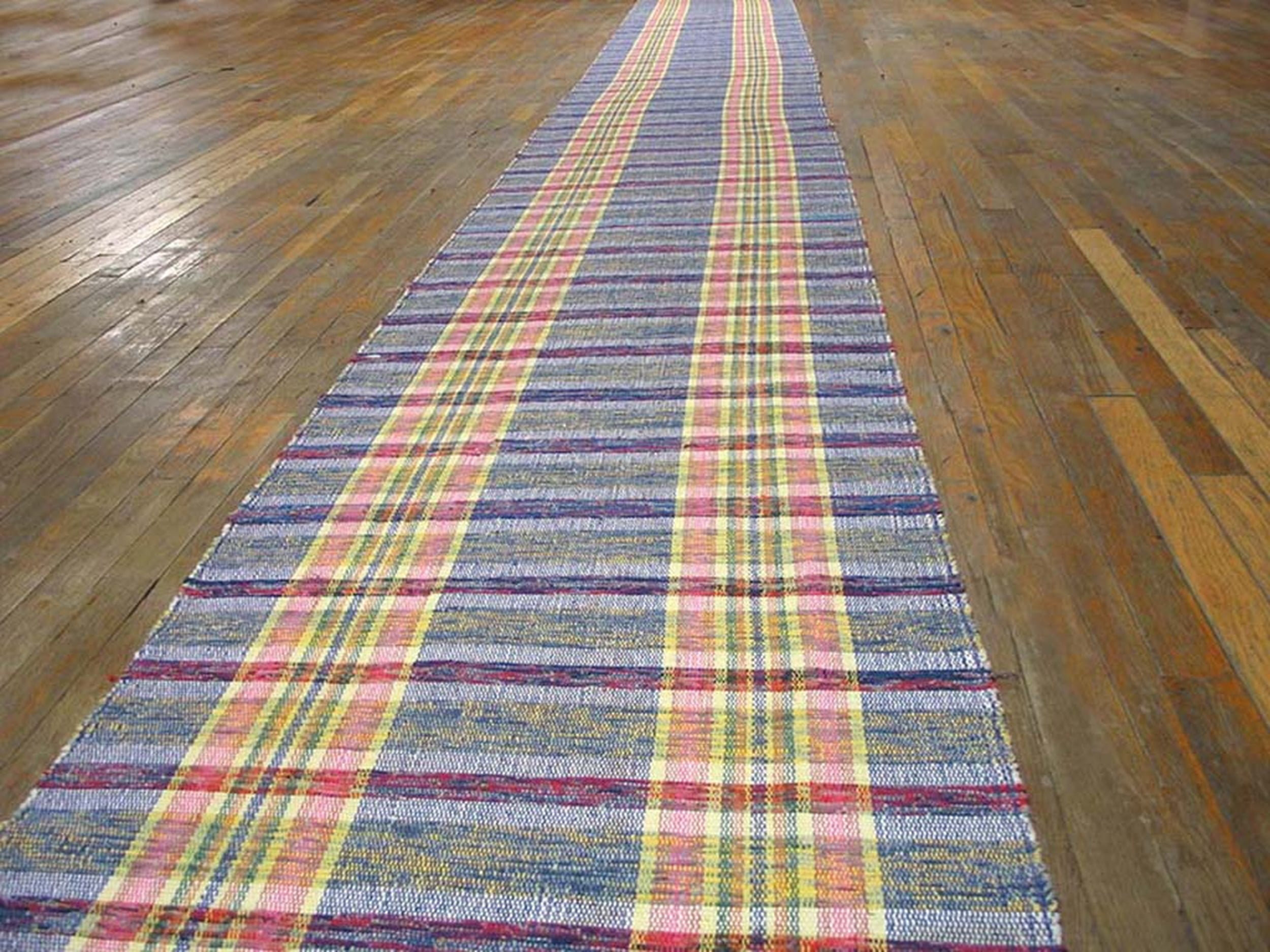 Welcome Long Rag Rugs On Net Vintage Mid Century Modern American Long Rag Hallway Runner ...
