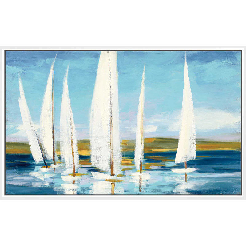 «Horizon», reproduction de peinture à l'acrylique sur toile, H 39,5 po x l 63,5 po x P 2 po, Cadre flottant blanc