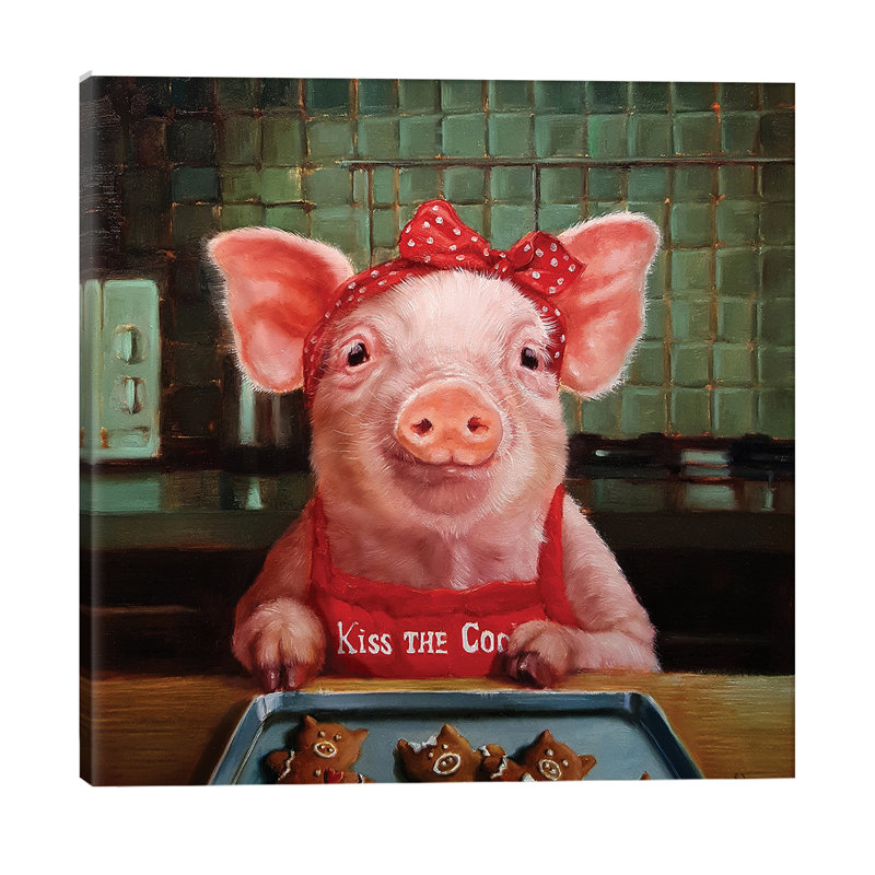 Gingerbread Pigs by Lucia Heffernan - Wrapped Canvas Painting, 45.72 cm H x 45.72 cm W x 1.91 cm D