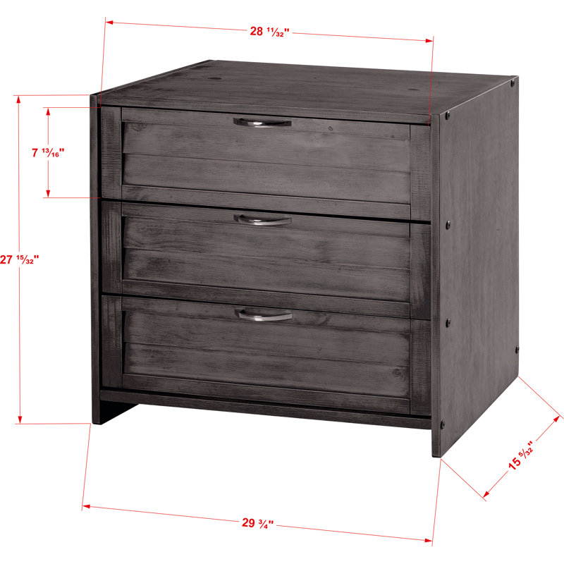 Commode 3 tiroirs Hagen, Gris antique