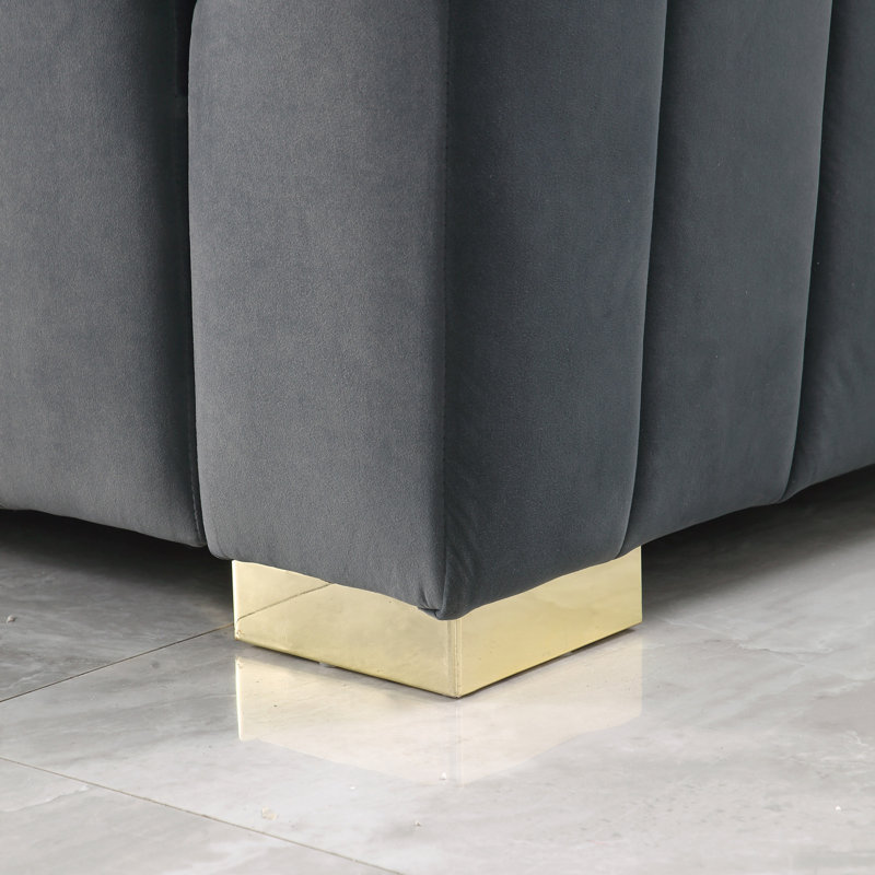 A Canapé Modern Channel, 3 places, Chesterfield, Gris