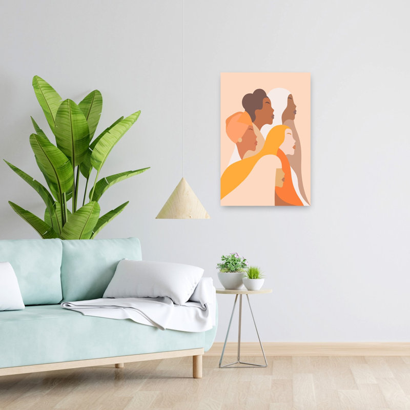 Diverse Women Profiles Minimalist Modern Serene Wall Art Print by Dominique Vari - Wrapped Canvas Print