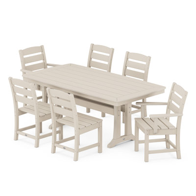 Ensemble repas 7 pièces avec pieds en tréteaux Lakeside