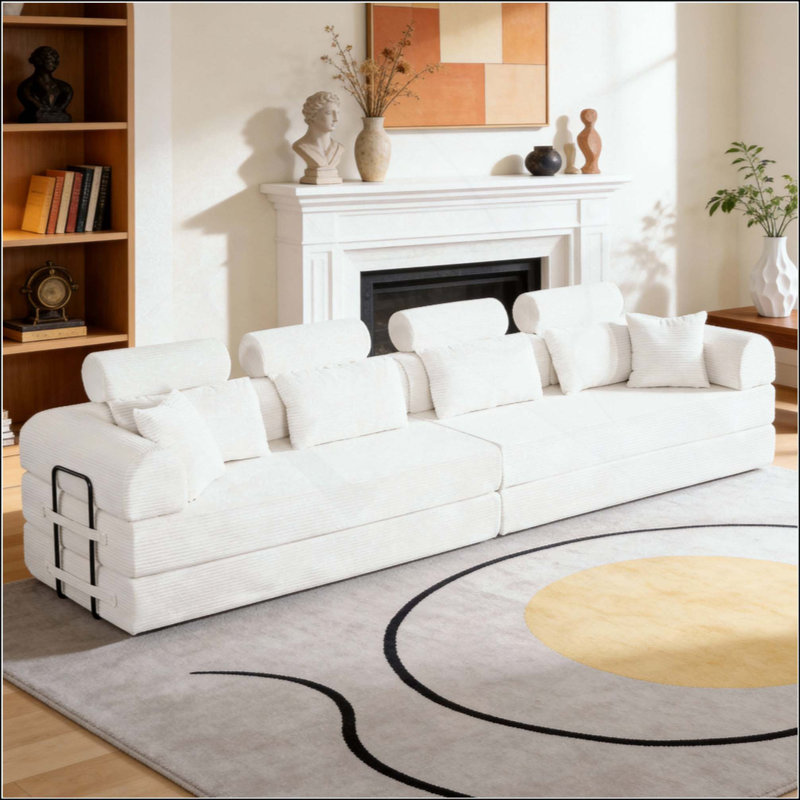Canapé modulaire en L Boneless, Beige