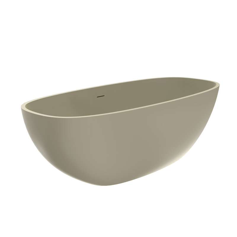 66.9 Inch Freestanding Solid Surface Soaking Bathtub For Bathroom, Khaki