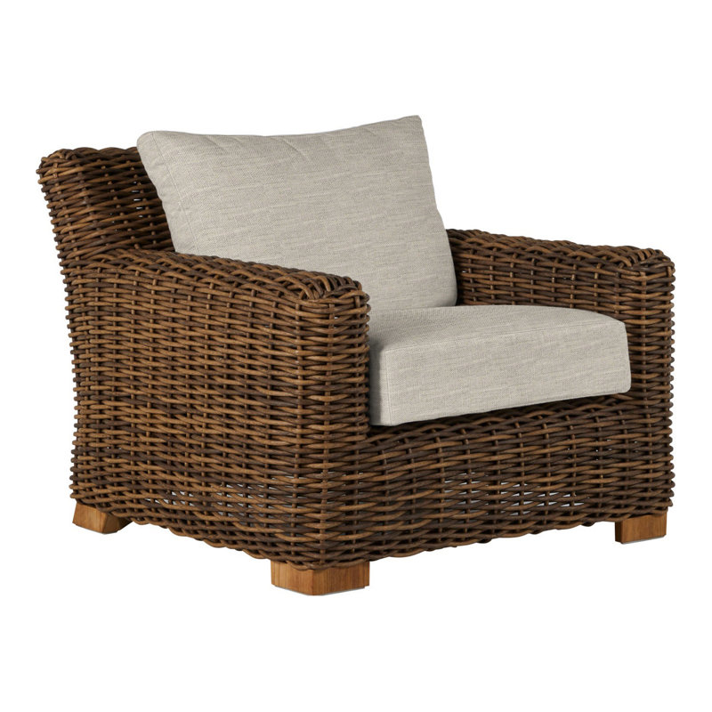 Montauk Lounge - Raffia, No Welt, Dove Sunbrella® Linen, Standard Plus