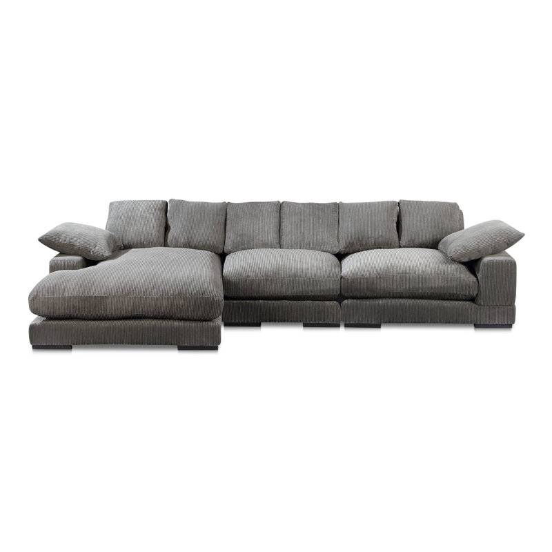 Plunge Large Sectional, Gray Corduroy