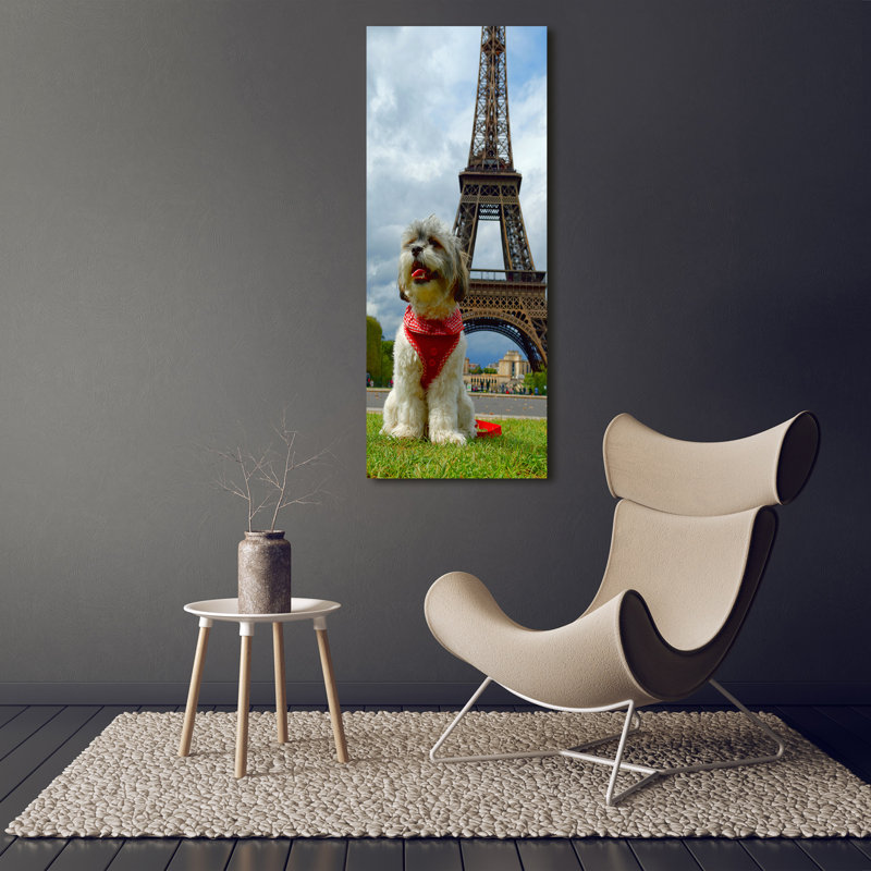 Dog In Paris - Wrapped Canvas Print