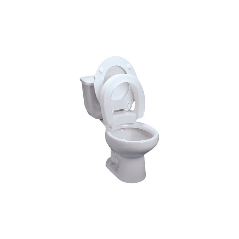 Siège de toilette surélevé à charnières allongée