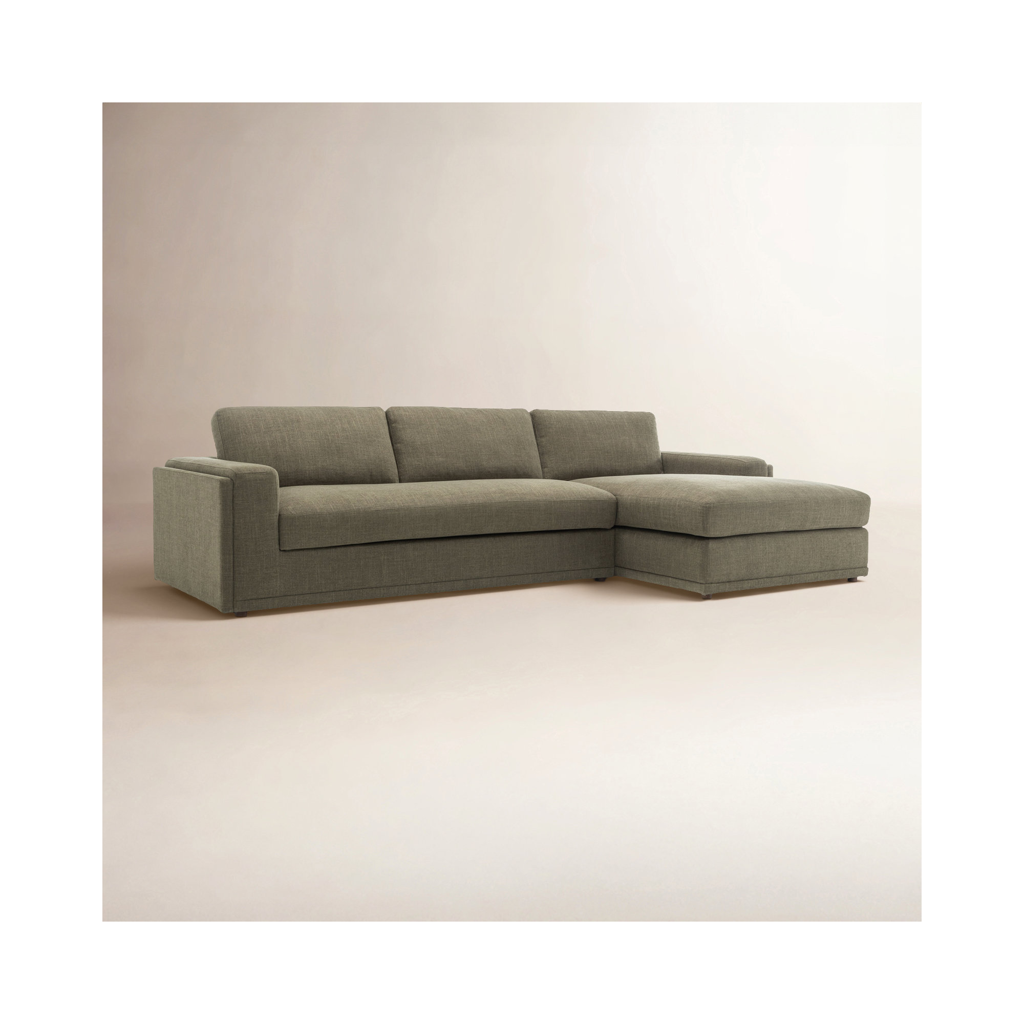 Essex 2-Piece 118" Upholstered Sectional, Green Cotton Blend, Right Hand Facing