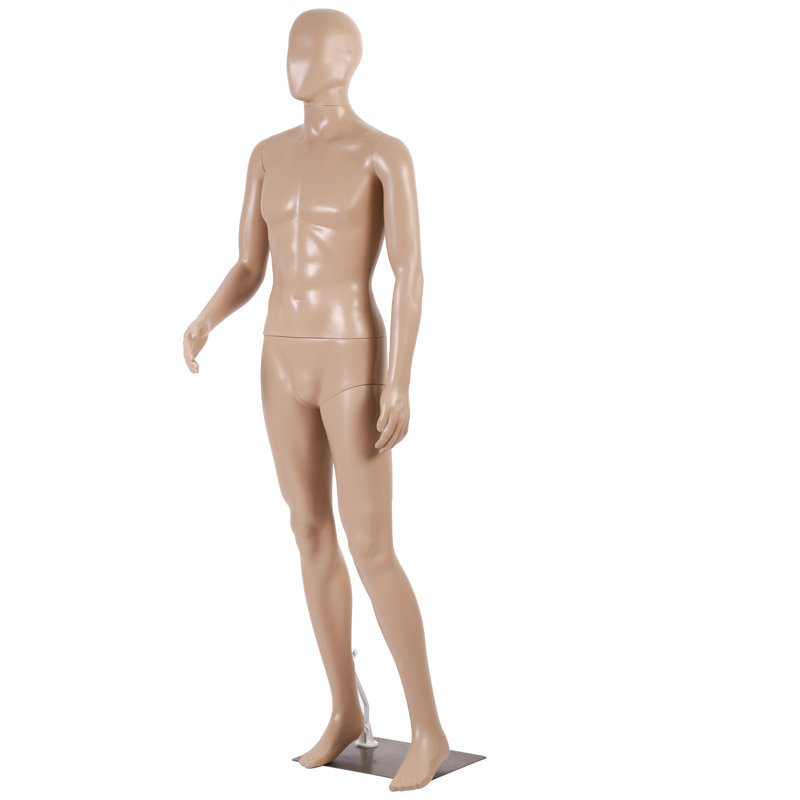 Adjustable 73 Inch Beige Male Mannequin with Metal Base