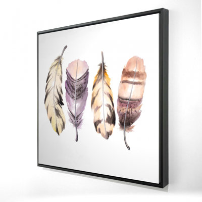 "Ensemble de plumes mauves" sur toile