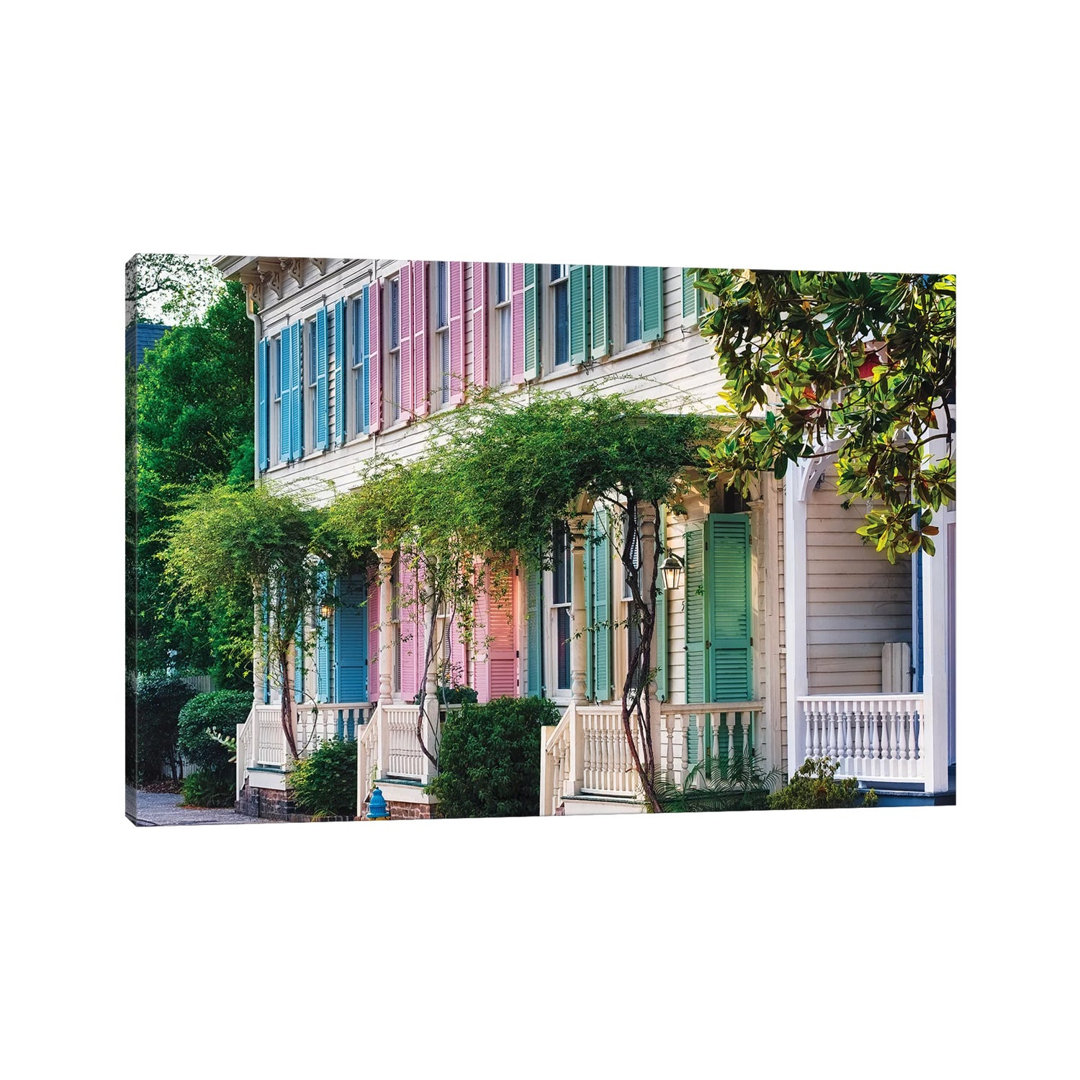 Historic Row Houses, Savannah, Georgia by George Oze - Wrapped Canvas Photograph