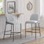 Ensemble de 2 tabourets de bar en tissu gris avec structure en métal bronze antique pour une salle à manger moderne-2069157818