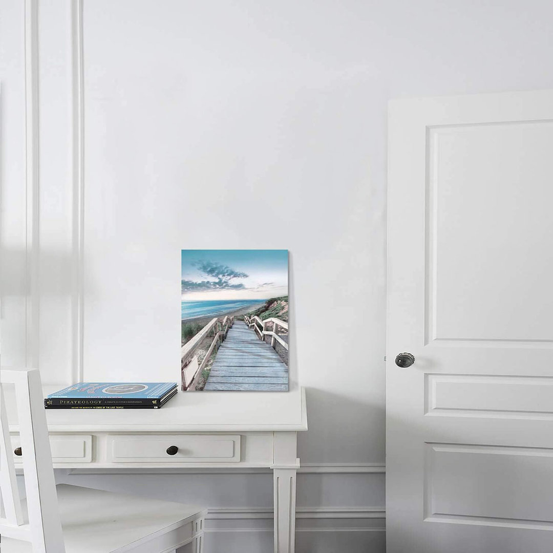 Beachside Wooden Path Wall Art: Bridge Boardwalk Stair Graphic Art On Wrapped Canvas For Wall Decor (24''X36'')