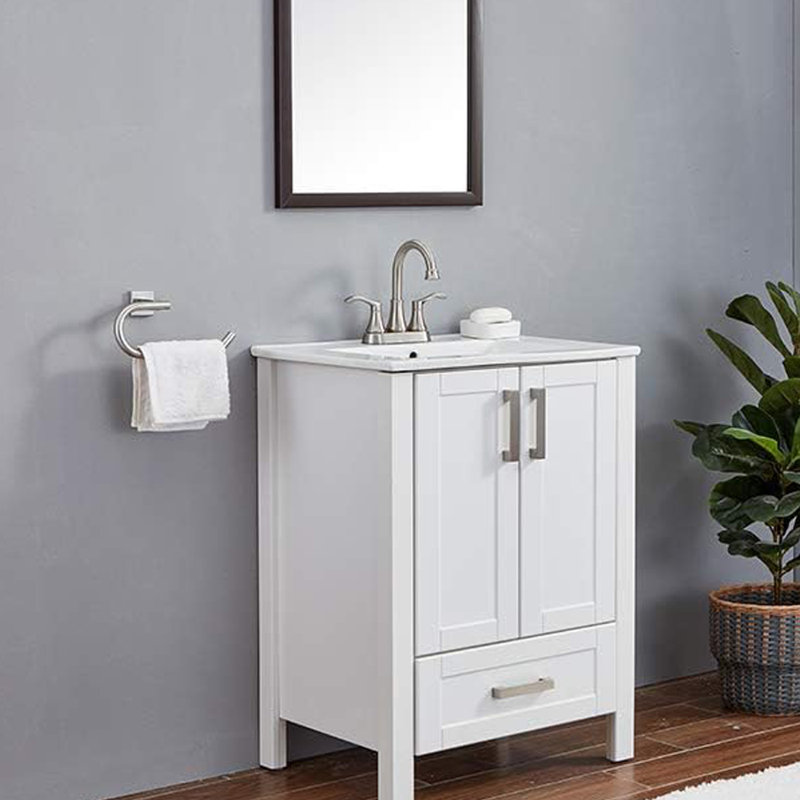 Robinet de salle de bain à ensemble central avec bonde, Nickel brossé