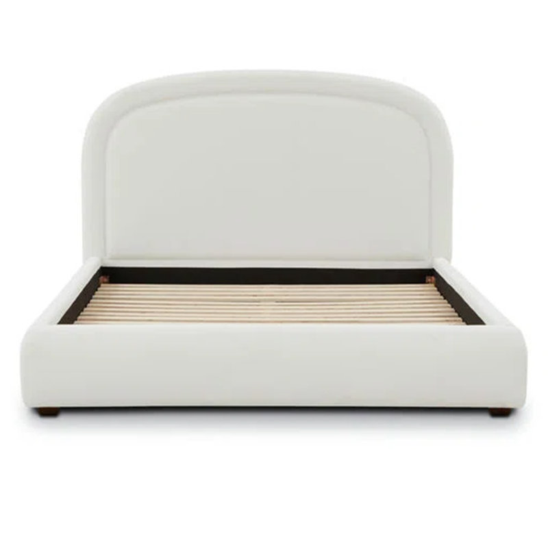 Grand lit Platon en chenille blanc polaire