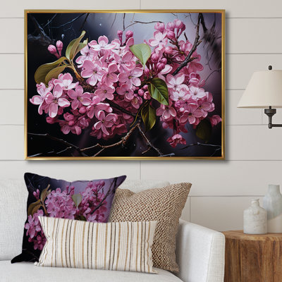 Noir, énigme, charme lilas rose sur toile