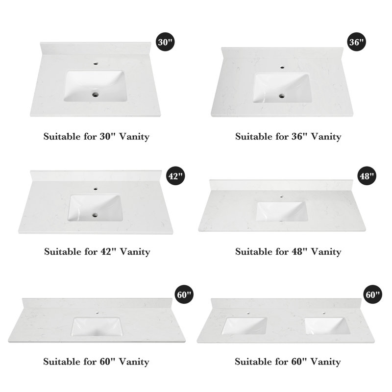 42" Quartz Bathroom Vanity Top With Sink