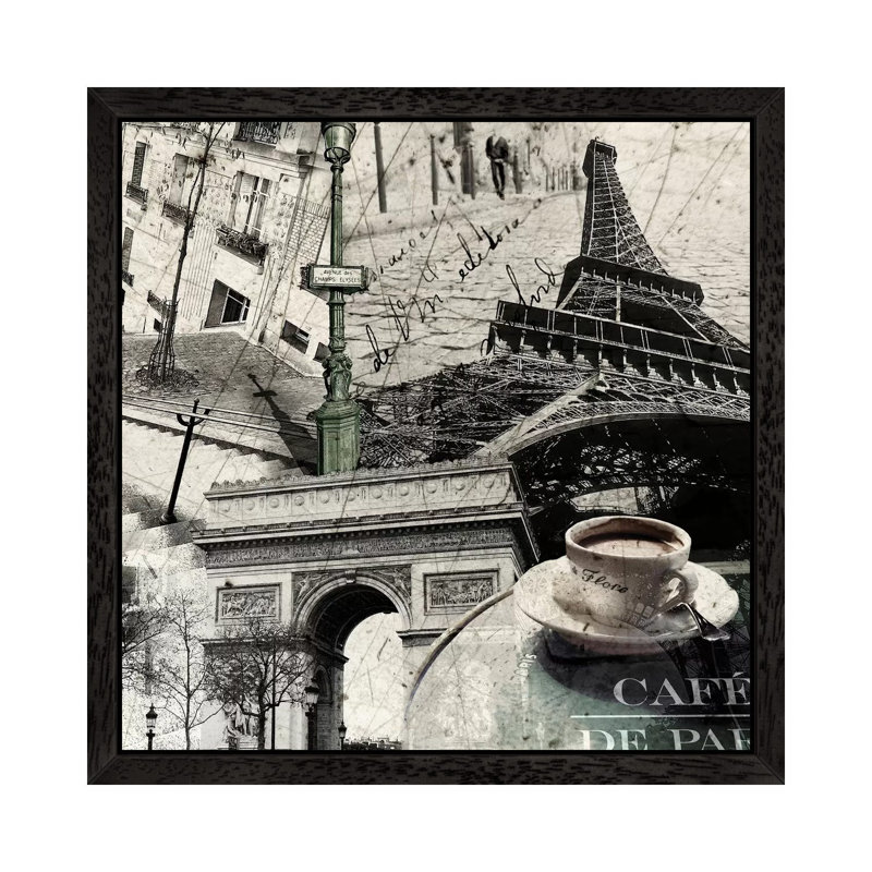 Paris by GraphINC - Print on Canvas, 93.98 cm H x 93.98 cm W, Black Framed