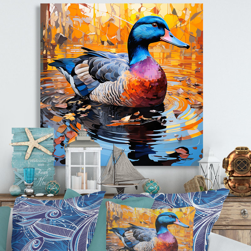 «Duck Morning Quack Lake II», art mural canard, Toile tendue, H 30 po x l 30 po x P 1,5 po