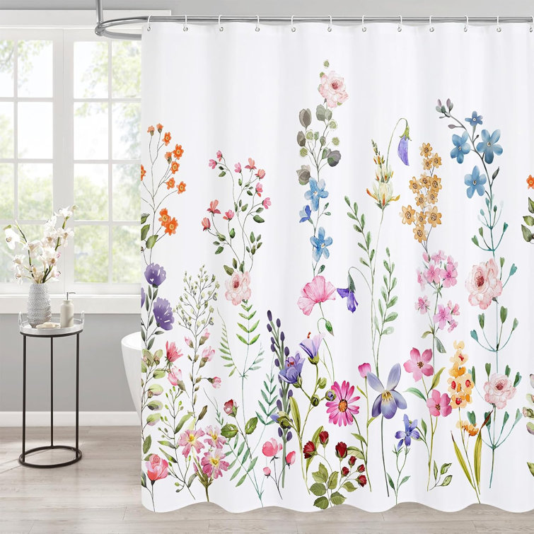 Bless international Keiryn Floral Shower Curtain with Hooks Included