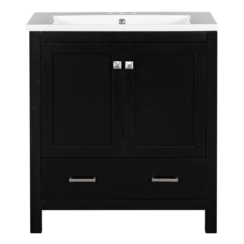 Base de meuble-lavabo simple 17,5 po seulement, Argent, Noir