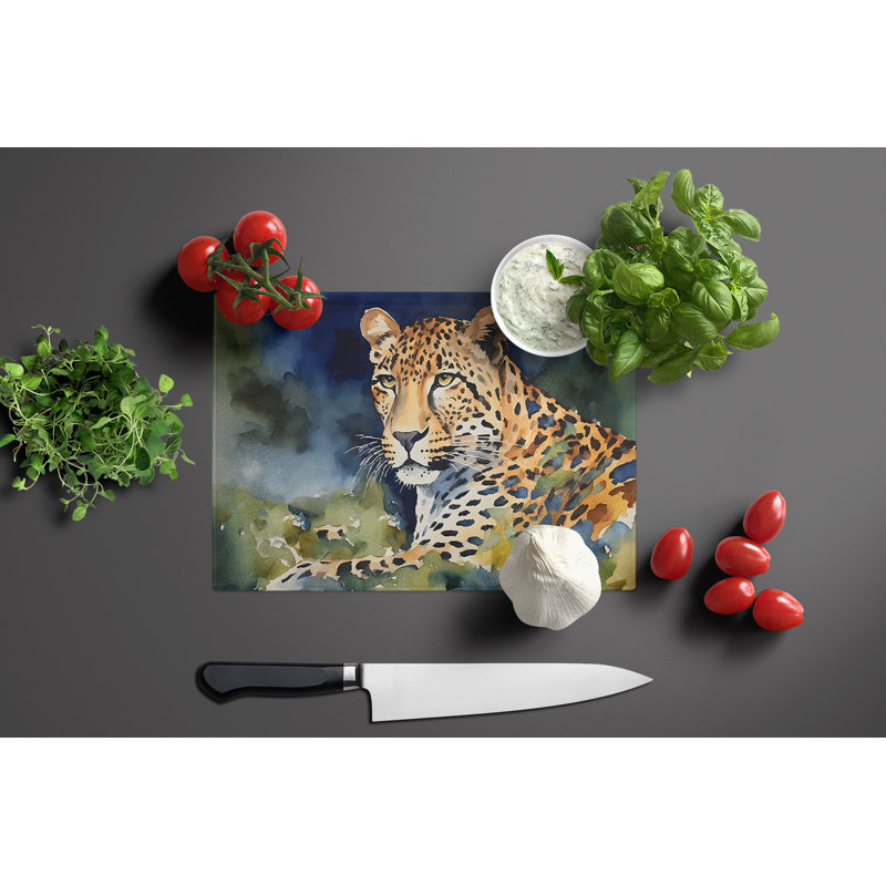 Leopard Glass Cutting Board Large