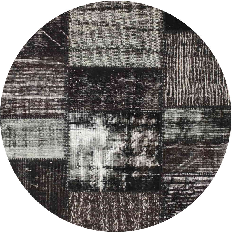 Tapis noir/gris zone contemporaine, Rond 5 pi