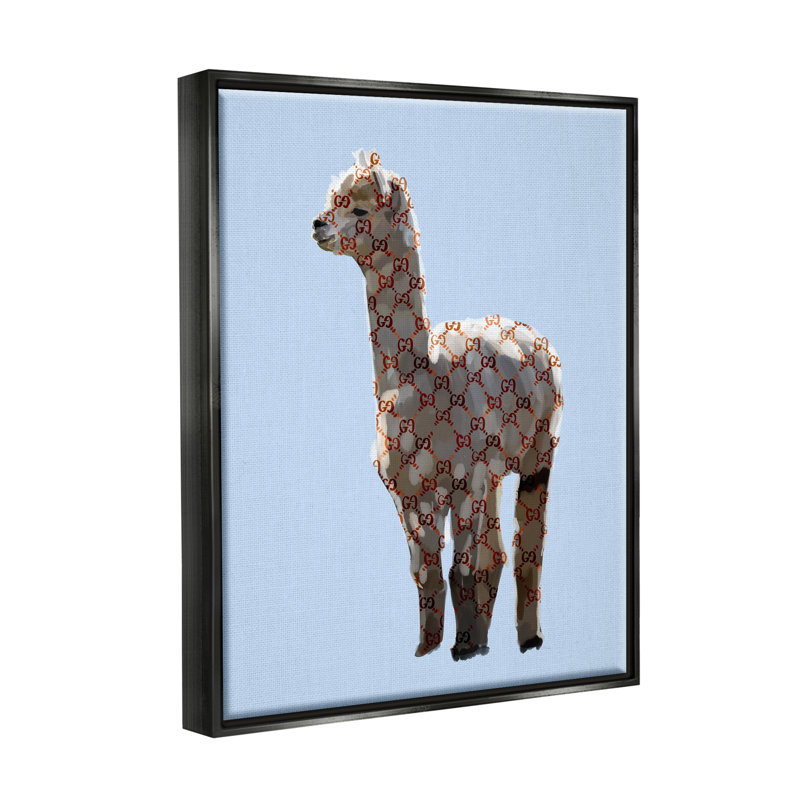 «Glam Llama Fashion» par Amelia Noyes - impression, H 21 po x l 17 po x P 1,7 po, Cadre flottant noir de jais