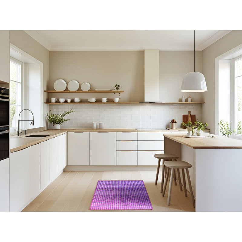 Tapis géométrique mauve / blanc, Rectangle 2 pi x 5 pi