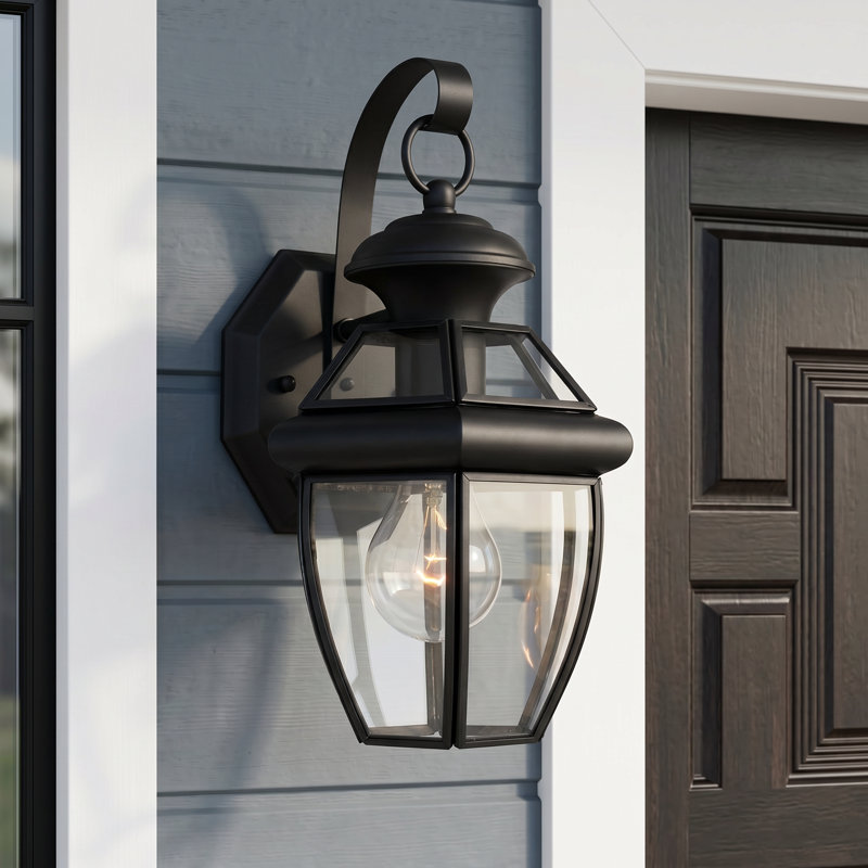 Lanterne murale d'extérieur biseautée Newbury, Noir mystique, H 11,5 po x l 7 po x P 6,75 po