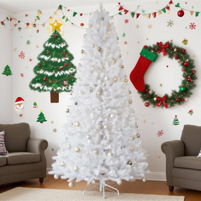 Arbre de Noël artificiel 6,5 pi avec 250 lumières à DEL blanc chaud et 818 branches, décoration de Noël pour le bureau du couloir