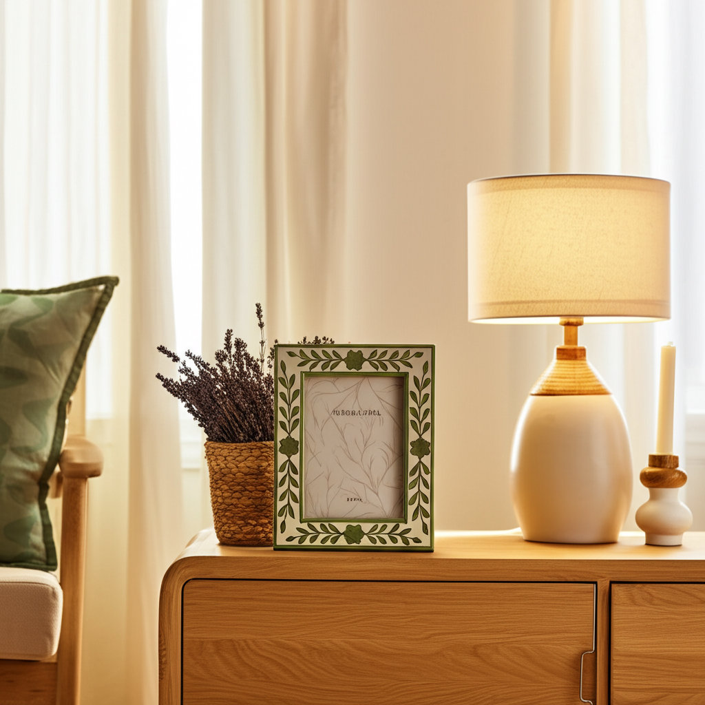 Amma Picture Frame, Green White, 5" x 7"
