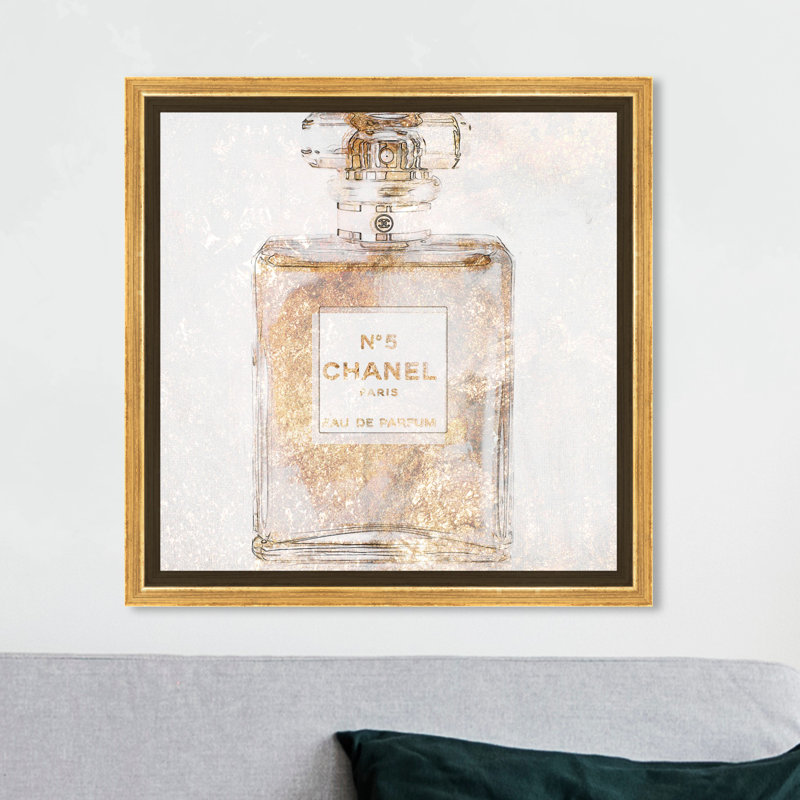 Parfum Glimmer - peinture sur toile, Impression encadrée, H 30 po x l 30 po, Doré