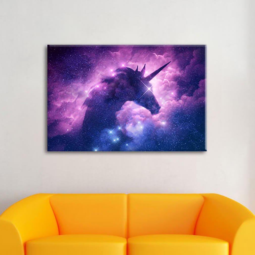 Leinwandbild Unicorn Silhouette Galaxy